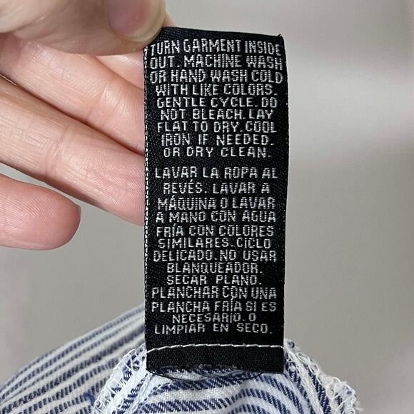 Zac & Rachel Button Up Shirt S Blue & White Striped Asymmetric Hem Long Sleeve - Picture 11 of 11